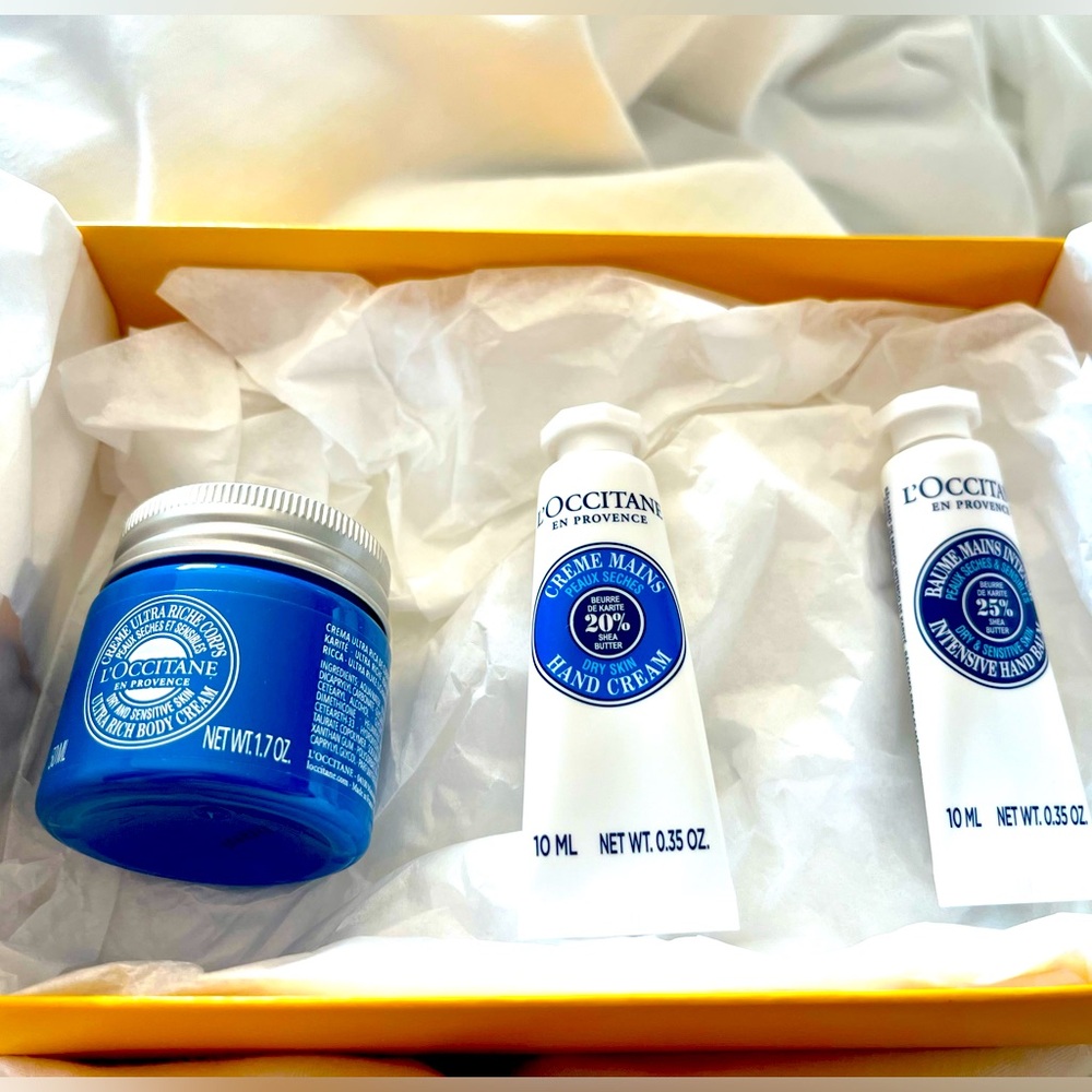 L'OCCITANE Shea Butter Set With 50ml Body Cream ,10ml Hand Cream 10ml Hand Balm